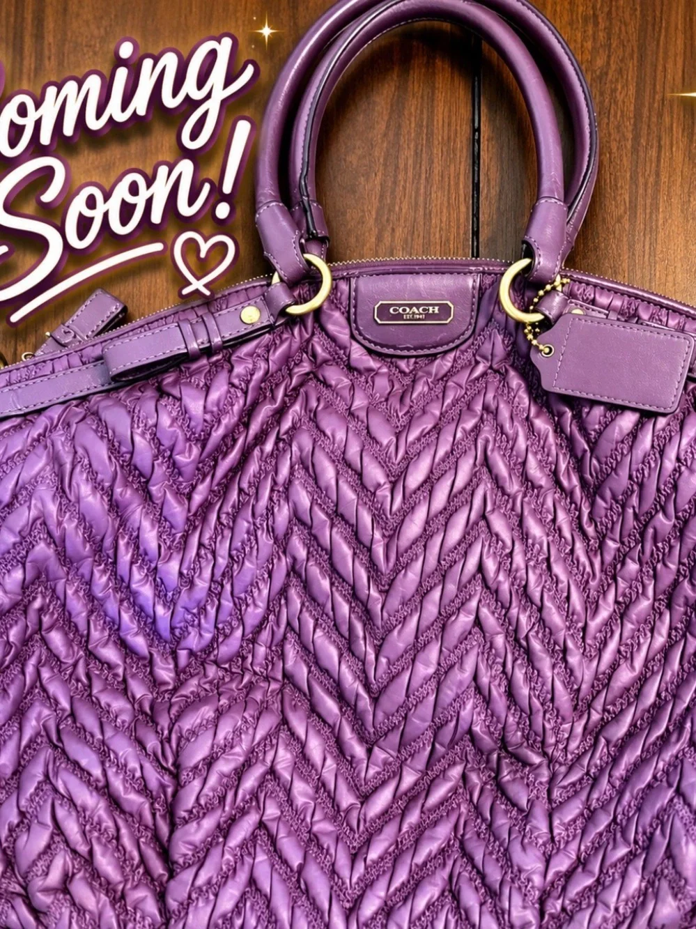 RARE Purple Coach 70th Anniversary Madison Quilted Chevron Satchel Lmtd Edition